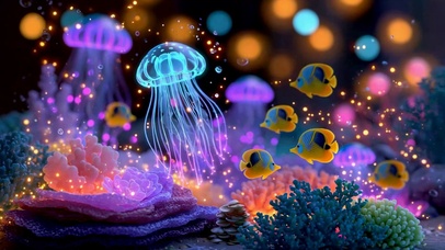 梦幻发光水母海底世界
