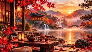 红叶山水湖畔