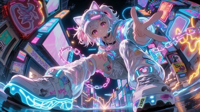 赛博霓虹科技感少女