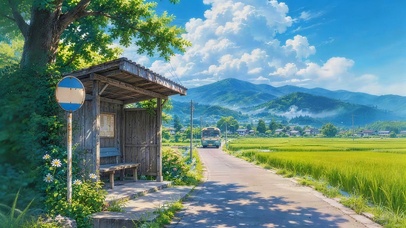 乡村的公交车站