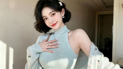 柔光温柔美女