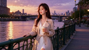 城市河畔纯欲美人