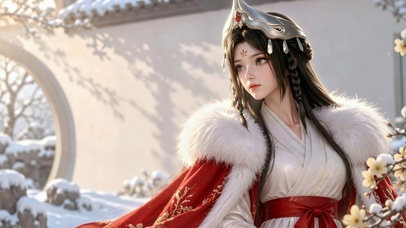 红衣少女雪中游园王昭君