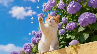 唯美鲜花猫咪