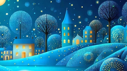 夜景星空树带鱼屏