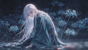 冰蓝彼岸花忧郁少年