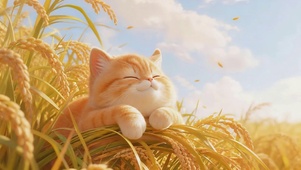 稻穗上的猫咪