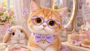 软萌橘猫与垂耳兔