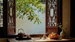 新中式窗景桂花