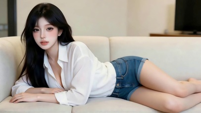 沙发上纯欲少女
