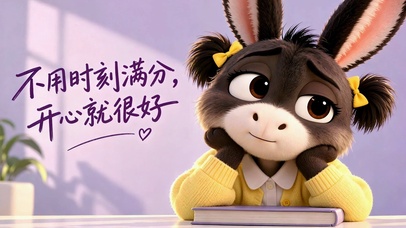 萌驴托腮励志治愈文字壁纸
